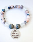 Life is a Journey Best Traveled with Friends Classic Charm Bracelet Druzy