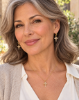Crowned in Faith Gold Cross Necklace & Earring Set