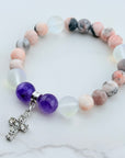 Rhinestone Cross Classic Charm Bracelet Amethyst