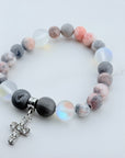 Rhinestone Cross Classic Charm Bracelet Druzy