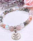 She Will Run and not Grow Weary Companion Charm Bracelet Rose Quartz