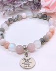She Will Run and Not Grow Weary Companion Charm Bracelet Rose Quartz
