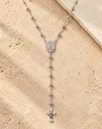 Sacred Grace Silver Rosary Style Necklace