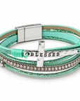 Blessed Turquoise Leather Wrap Bracelet | Cross Bracelet