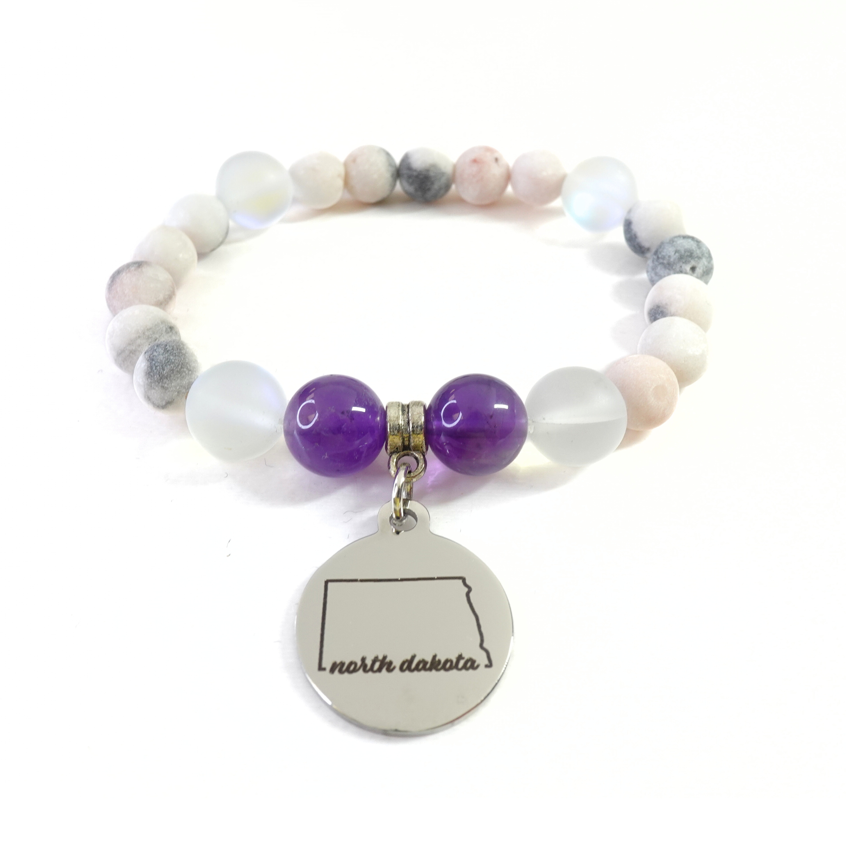 North Dakota State Classic Charm Bracelet Amethyst