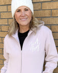 New Just Pray Blush Zip Up Hoodie