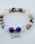 Rhinestone Dog Bone Classic Charm Bracelet Amethyst