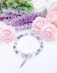 Angel Wing Companion Charm Bracelet Rose Quartz