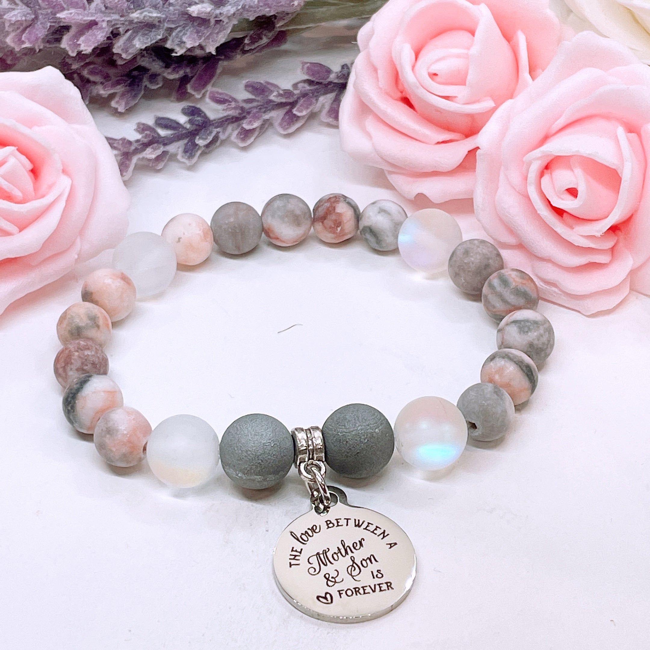 The Love Between a Mother and Her Son is Forever Classic Charm Bracelet Druzy