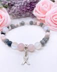 Cancer Ribbon Companion Charm Bracelet Rose Quartz