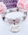 Blessed Grandma Charm Bracelet Rose Quartz