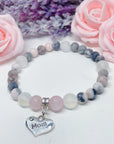 Mom Heart Companion Charm Bracelet Rose Quartz