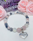 Friend Heart Companion Charm Bracelet Rose Quartz
