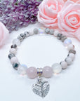 Angel Wings Heart Companion Charm Bracelet Rose Quartz