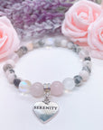 Serenity Heart Companion Charm Bracelet Rose Quartz