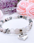 Daughter Heart Companion Charm Bracelet Rose Quartz