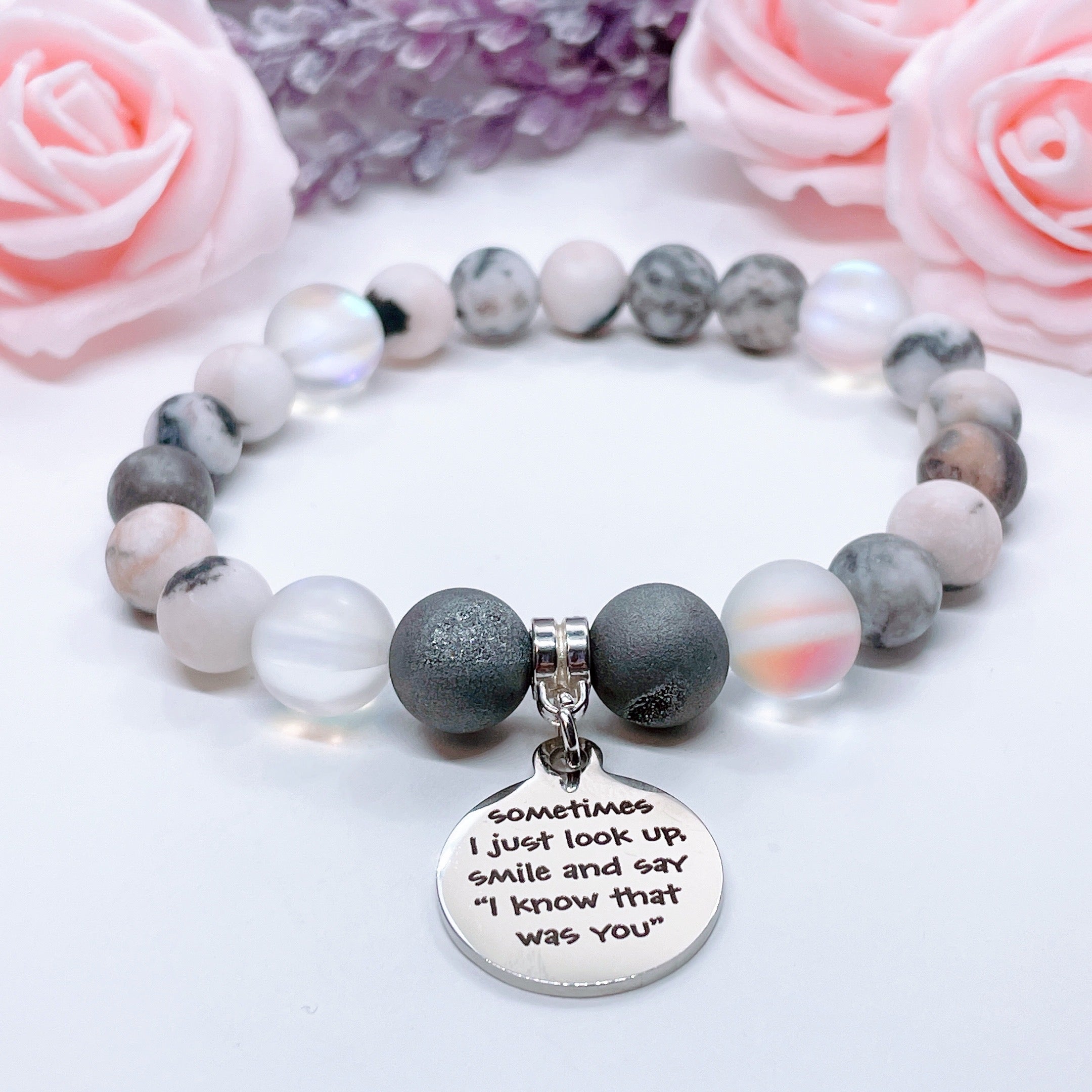 Sometimes I Just Look Up Classic Charm Bracelet Druzy