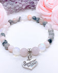 Daughter In Law Heart Companion Charm Bracelet Rose Quartz
