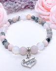 Daughter In Law Heart Companion Charm Bracelet Rose Quartz