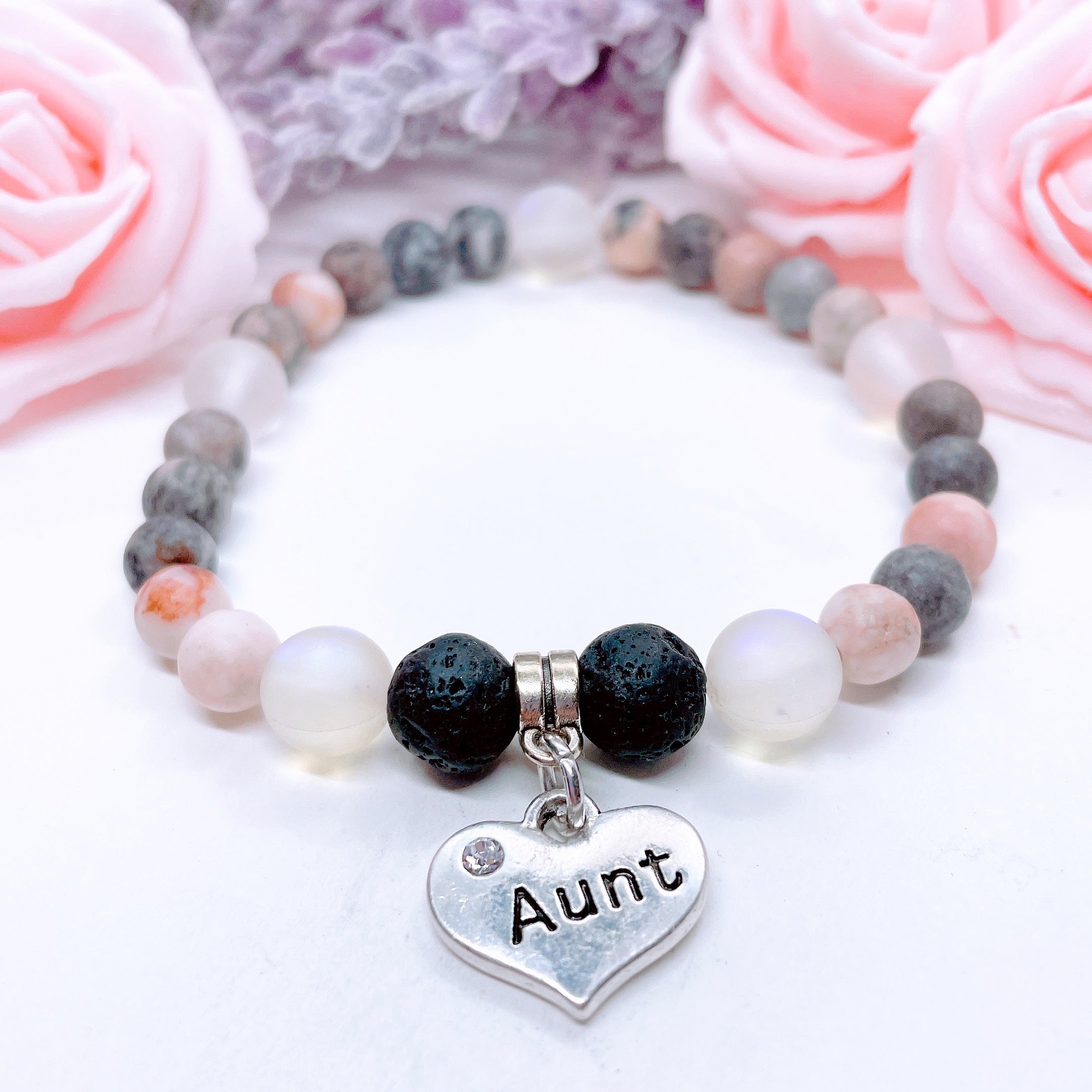 Aunt Heart Companion Charm Bracelet Lava