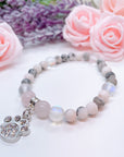 Rhinestone Paw Companion Charm Bracelet Rose Quartz