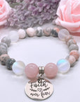 Faith Over Fear Classic Charm Bracelet Rose Quartz