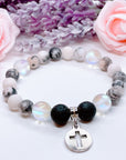 Silver Hollow Cross Classic Charm Bracelet Lava