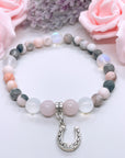 Horseshoe Companion Charm Bracelet Rose Quartz