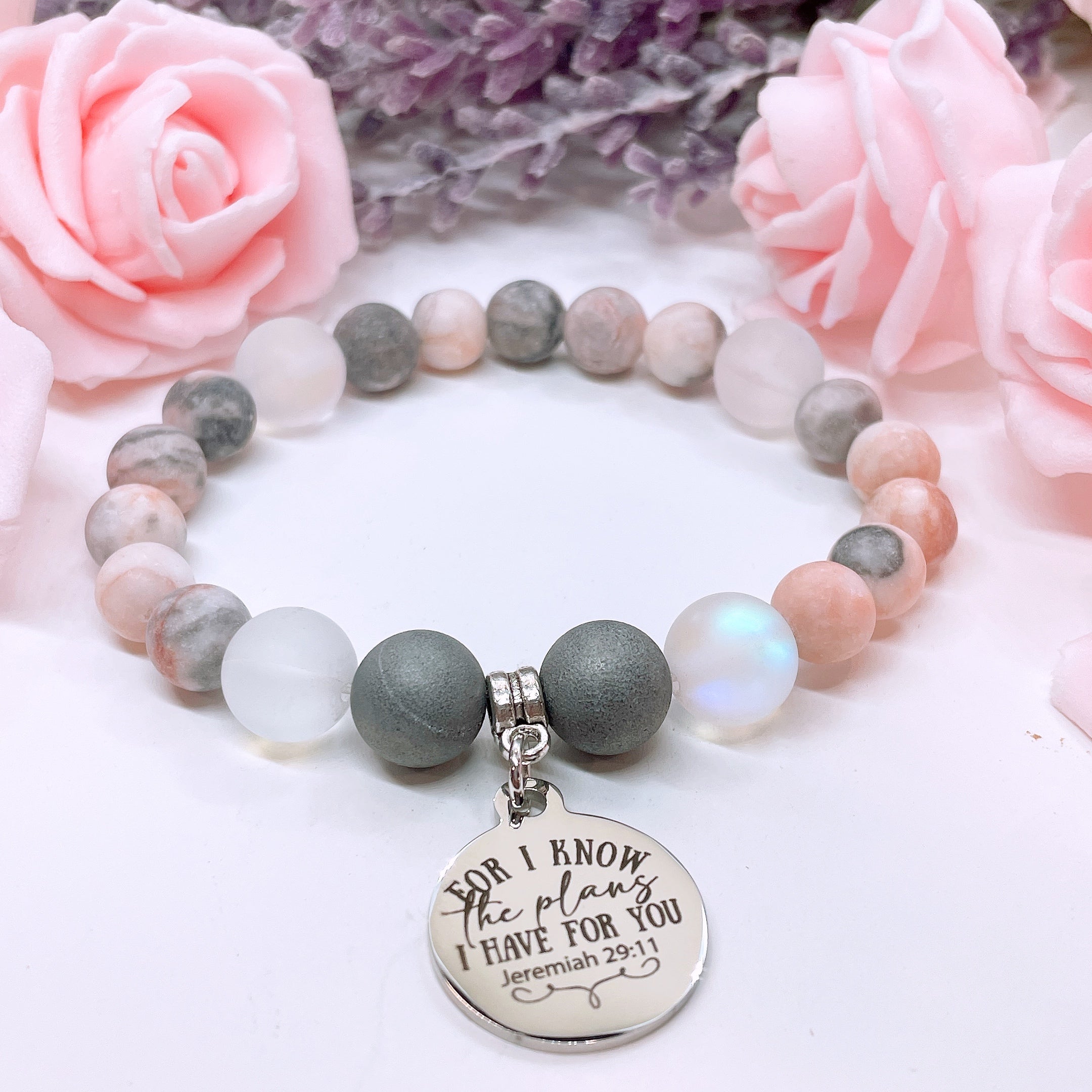 For I Know the Plans I have for You Charm Bracelet Druzy