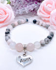 Aunt Heart Companion Charm Bracelet Rose Quartz