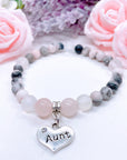 Aunt Heart Companion Charm Bracelet Rose Quartz