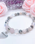 Serenity Heart Companion Charm Bracelet Rose Quartz