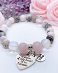 Dad: A Piece of my Heart is in Heaven Classic Charm Bracelet Rose Quartz