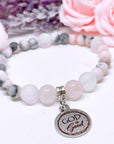 God is Good Companion Charm Bracelet Rose Quartz