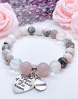 Husband: A Piece of my Heart is in Heaven Heart Classic Charm Bracelet Rose Quartz