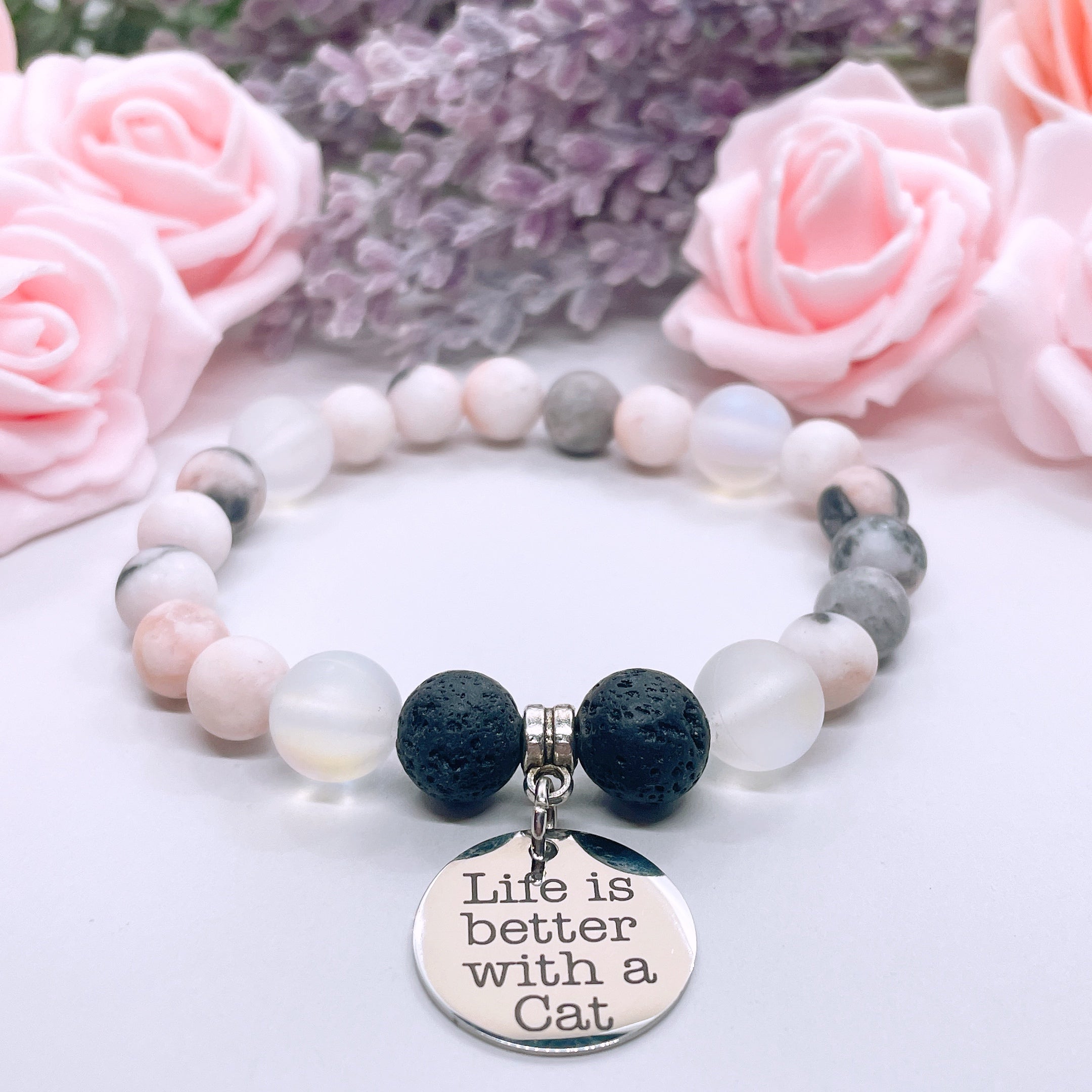 Life is Better with a Cat Charm Bracelet Lava