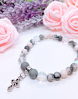 Silver Deco Cross Companion Charm Bracelet Druzy