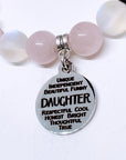 Daughter Sentiments Charm Bracelet Rose Quartz