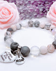 Mom: A Piece of my Heart is in Heaven Heart Classic Charm Bracelet Druzy