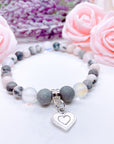 Antique Silver Heart Companion Charm Bracelet Druzy