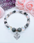 Angel Wings Heart Companion Charm Bracelet Druzy