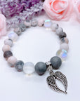 Double Angel Wing Classic Charm Bracelet Druzy
