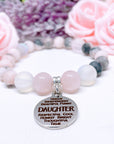 Daughter Sentiments Charm Bracelet Rose Quartz