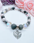 Angel Wings Heart Companion Charm Bracelet Druzy
