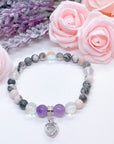 Floating Crystal Heart Companion Charm Bracelet Lava