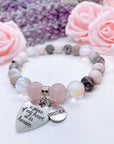 Brother: A Piece of my Heart is in Heaven Heart Charm Bracelet Rose Quartz