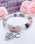 Brother: A Piece of my Heart is in Heaven Heart Classic Charm Bracelet Rose Quartz