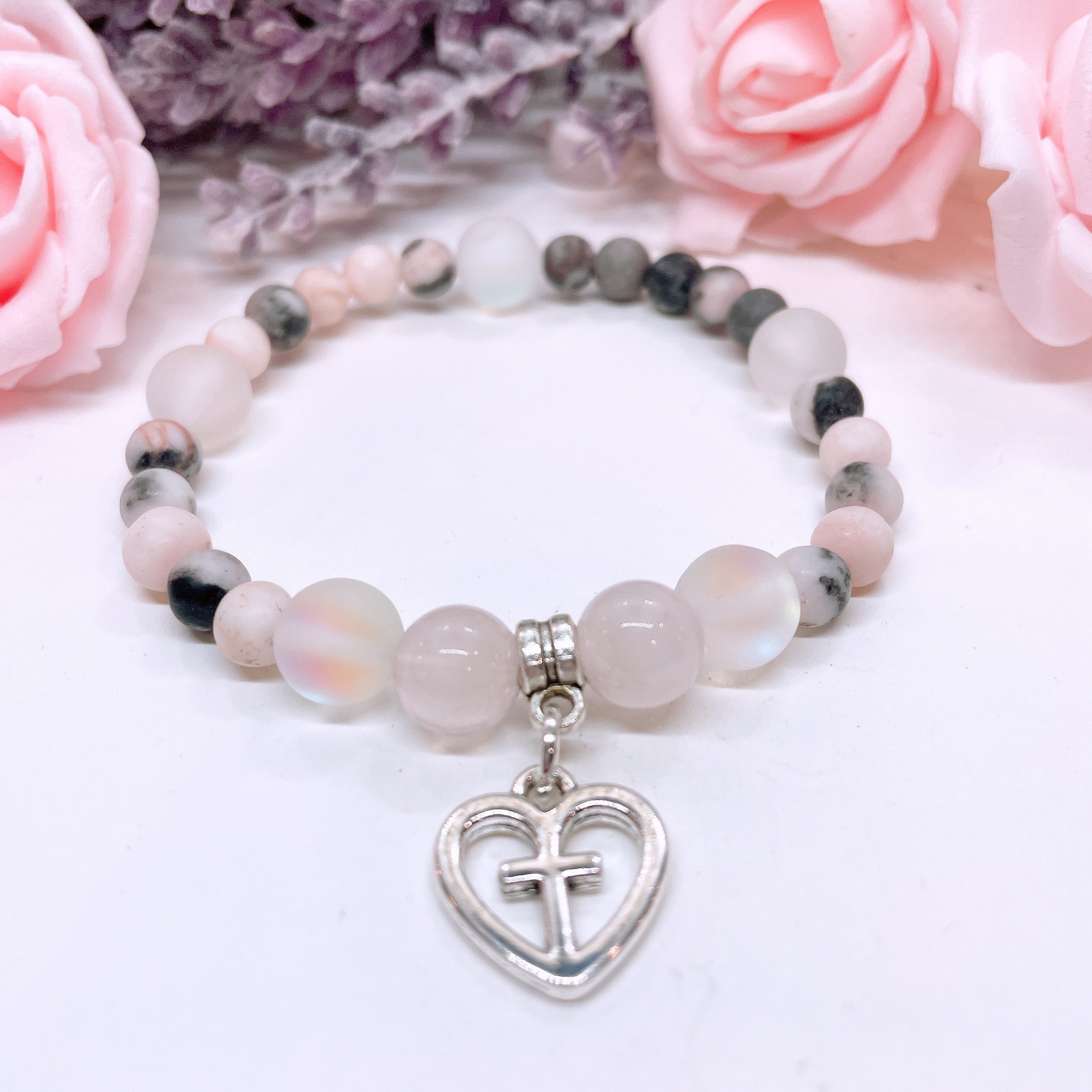 For the Love of Faith Companion Charm Bracelet Rose Quartz