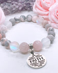 Faith Sentiments Charm Bracelet Rose Quartz