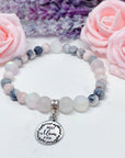 Best Mom Ever Companion Charm Bracelet Rose Quartz